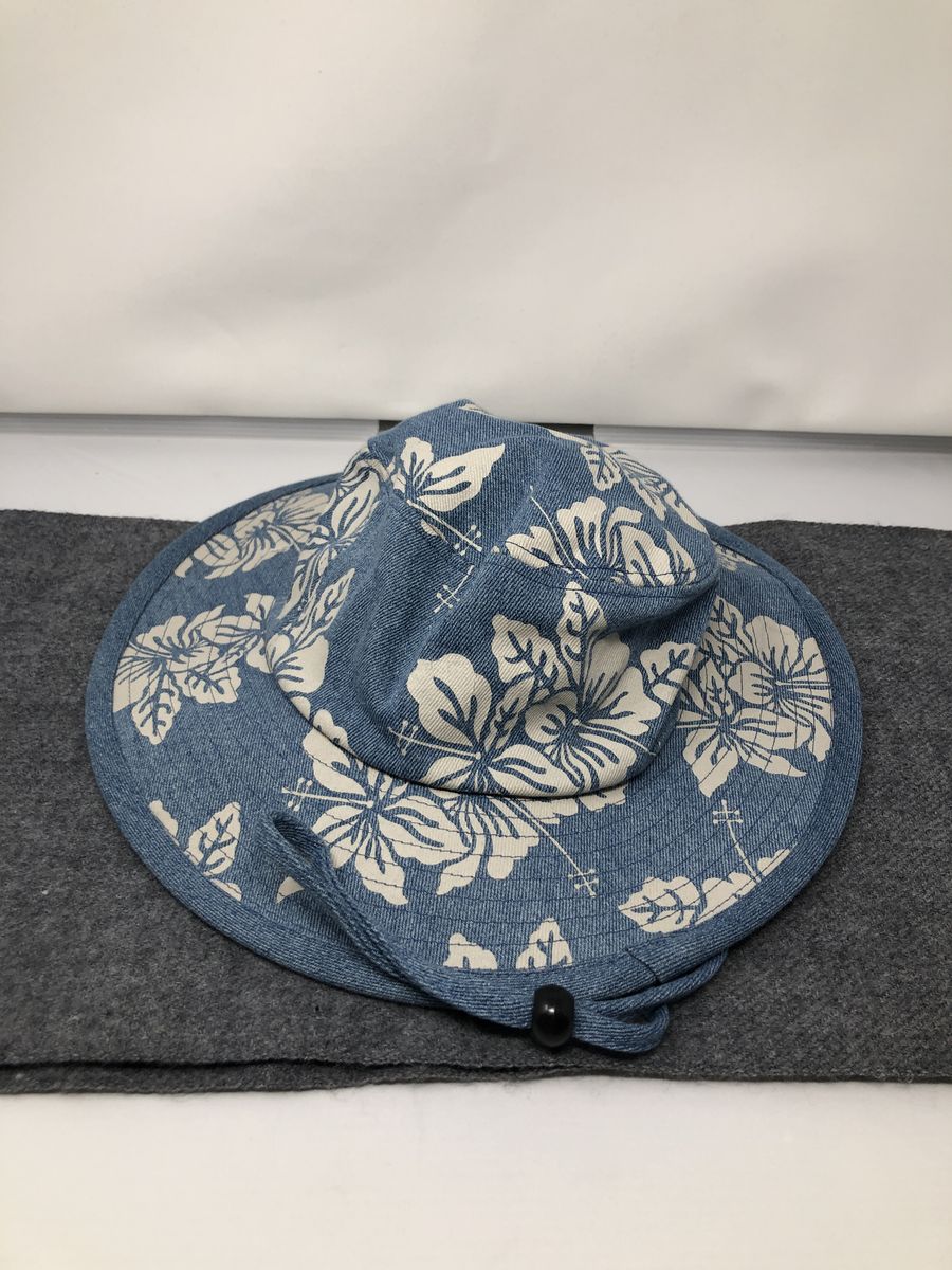 Women's Blue Tropical Floral Bucket Hat with Chin Strap