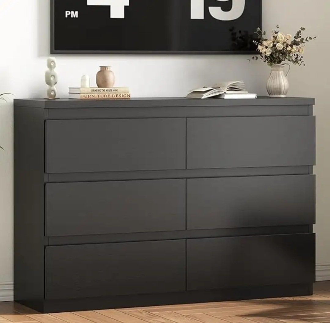 Jocoevol Modern Black 6 Drawer Dresser - Simply Ch