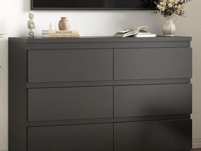 Jocoevol Modern Black 6 Drawer Dresser - Simply Ch