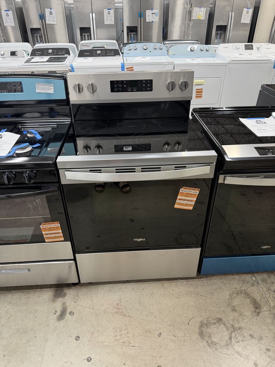 NEW WHIRLPOOL STAINLESS ELECTRIC RANGE W AIR FRY