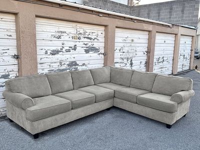 Delivery Available - Beige/Gray Sectional couch
