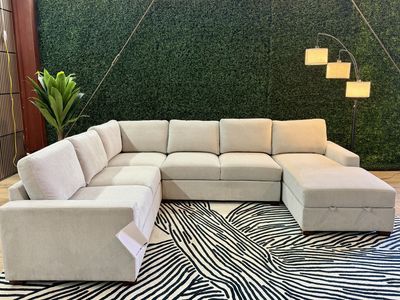 THOMASVILLE FABRIC BEAUTIFUL SECTIONAL WITH STORAGE CHAISE