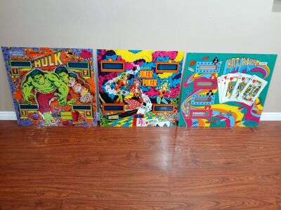 Lot of 3 Pinball Backglasses: HULK JOKER POKER HOT HAND (Decoration Wall Art)