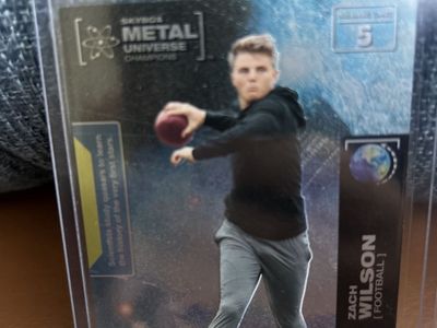 2021 Certified Rookie Auto Skybox Metal Universe Champions Zach Wilson Autographed Football Card. BRIGHAM YOUNG COUGARS BYU RC