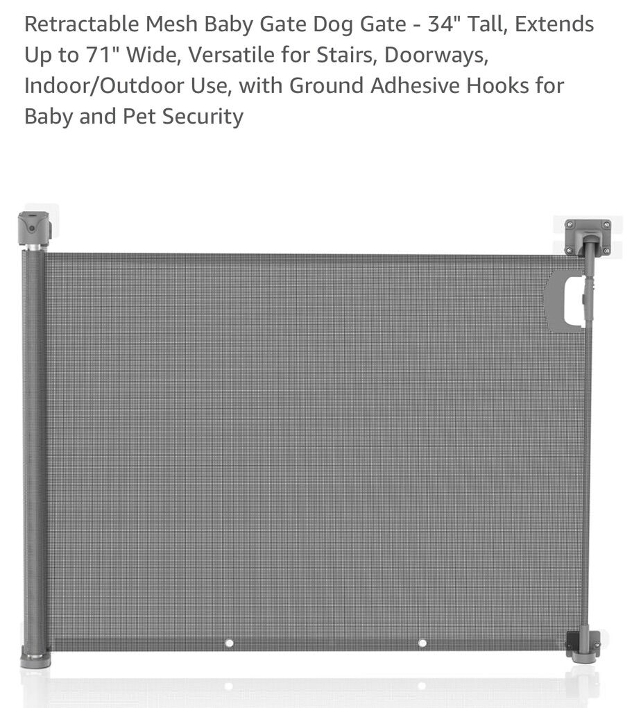 Grey Pet Or Baby Retractable Gate, 71 Inches, New