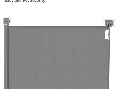 Grey Pet Or Baby Retractable Gate, 71 Inches, New