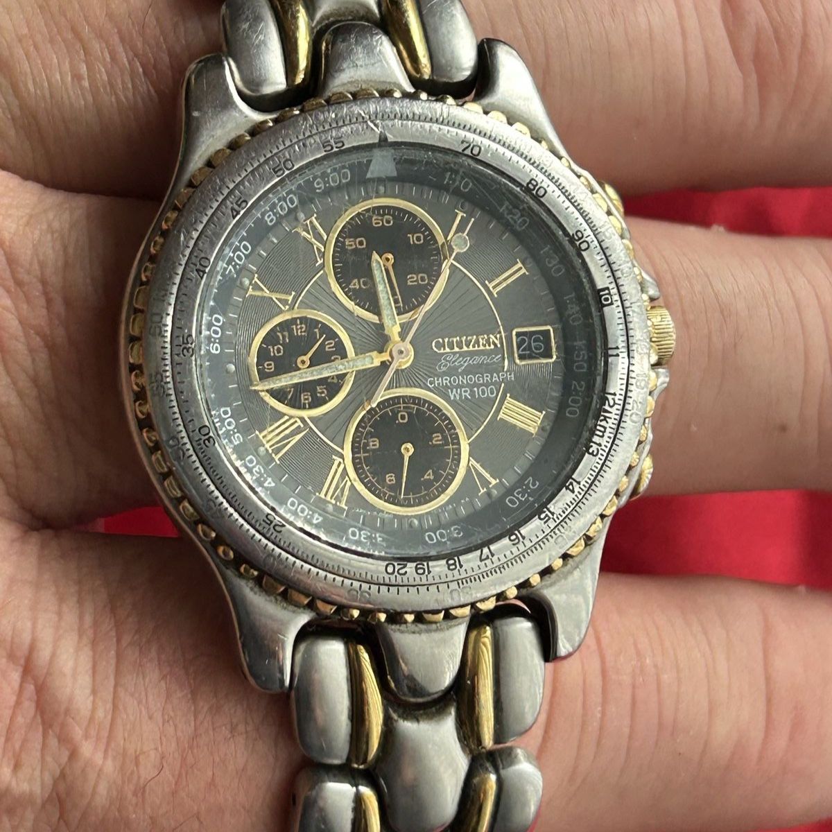Citizen 0560-C50758K Vintage Rare Wrist Watch Quartz Retro Old Chronograph WR100