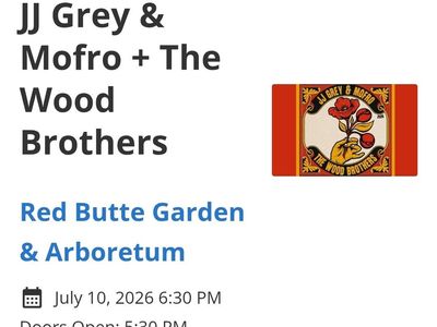 1 ticket - JJ Grey & Mofro + The Wood Brothers Concert Ticket - Red Butte Garden July 10, 2026
