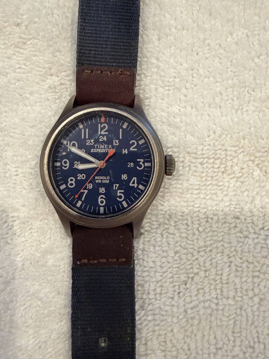 Timex Expedition Scout 40mm Men's Watch TW4B14100 Indiglo Date Blue Fabric