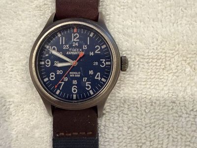 Timex Expedition Scout 40mm Men's Watch TW4B14100 Indiglo Date Blue Fabric