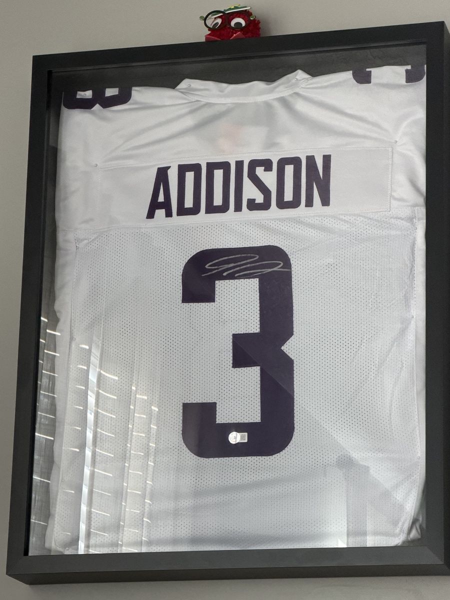 3 autographed MN Vikings jerseys. Justin Jefferson, Jordan Addison, Donte Culpepper