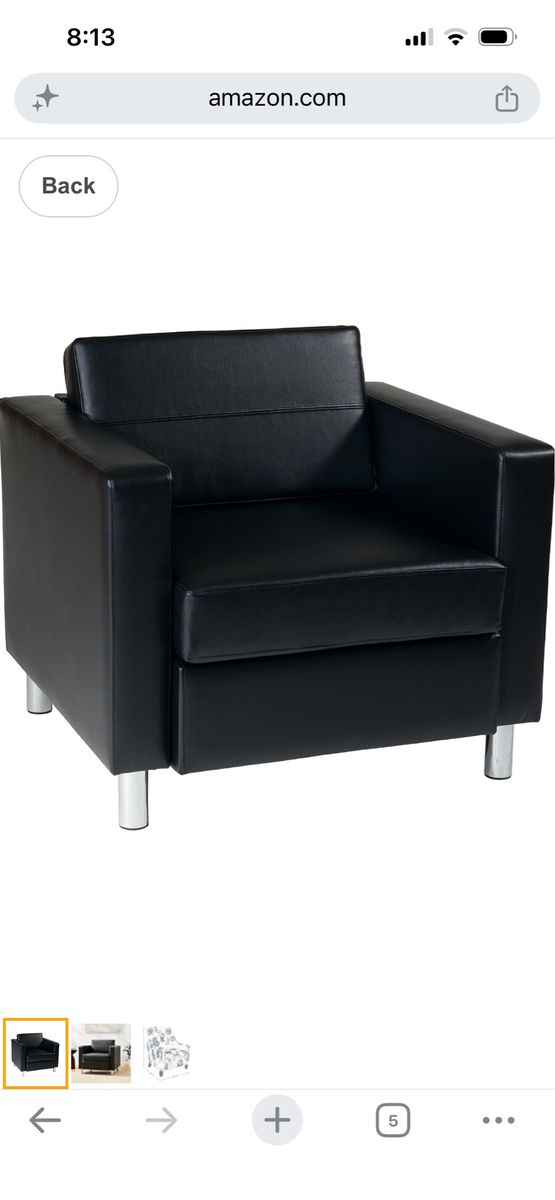 Home Furnishings Pacific Armchair with Padded Box Spring Seat, Black