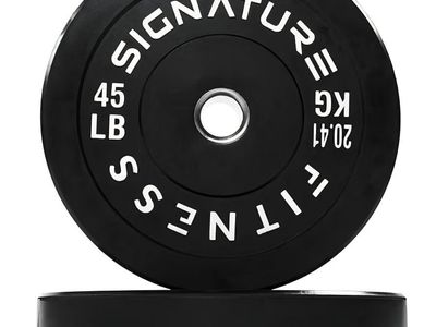 2" Olympic Bumper Plate Weight Plates with Steel Hub, 45LB, Pair