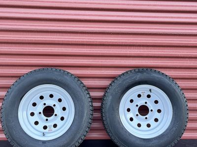 Set of 2 Eco Trail ST 175/80 D 13 Trailer Tires Mounted on New White Mod Wheels 5on 4.5 Brand New $165.00 for Both