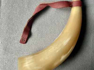 Vintage Powder Horn With Leather Strap