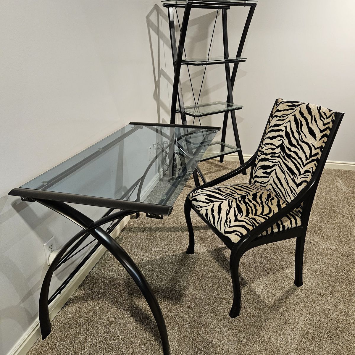 Desk, bookshelf & chair