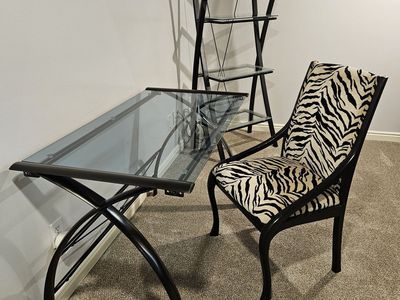 Desk, bookshelf & chair