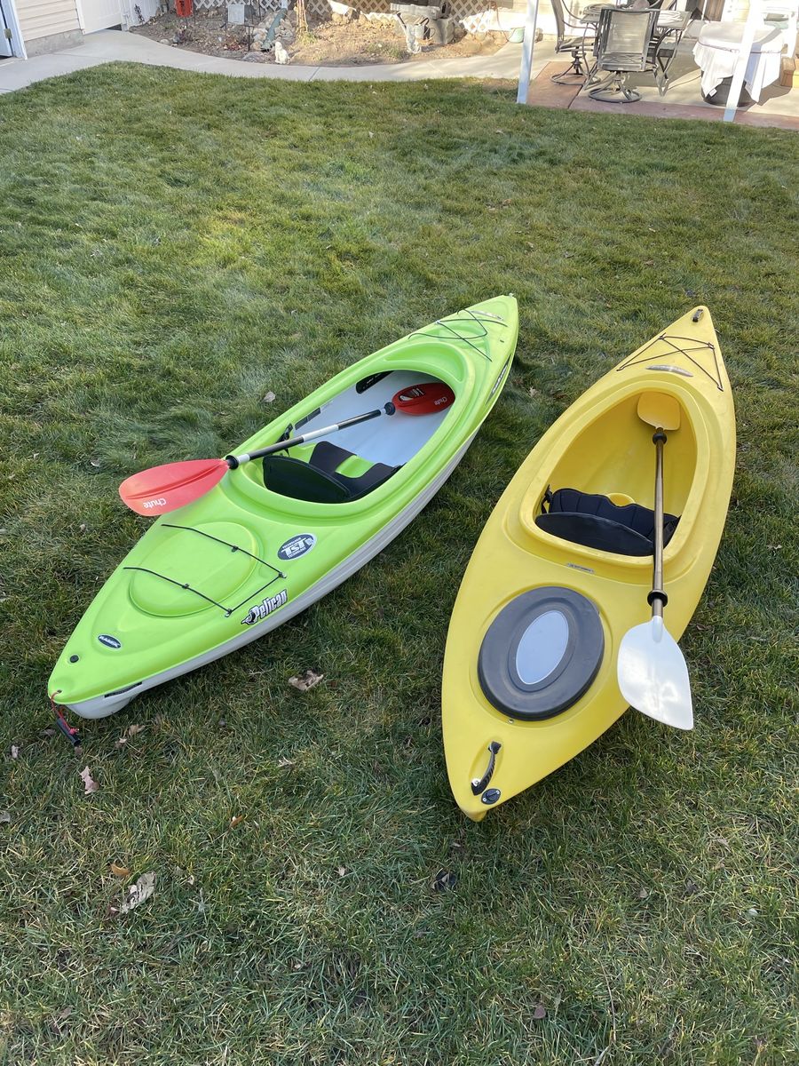 Two kayaks for sale, a fusion and a pelican