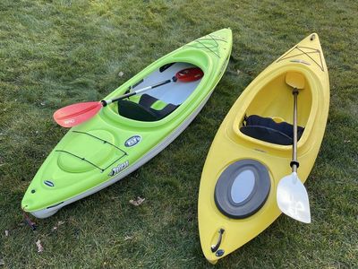 Two kayaks for sale, a fusion and a pelican