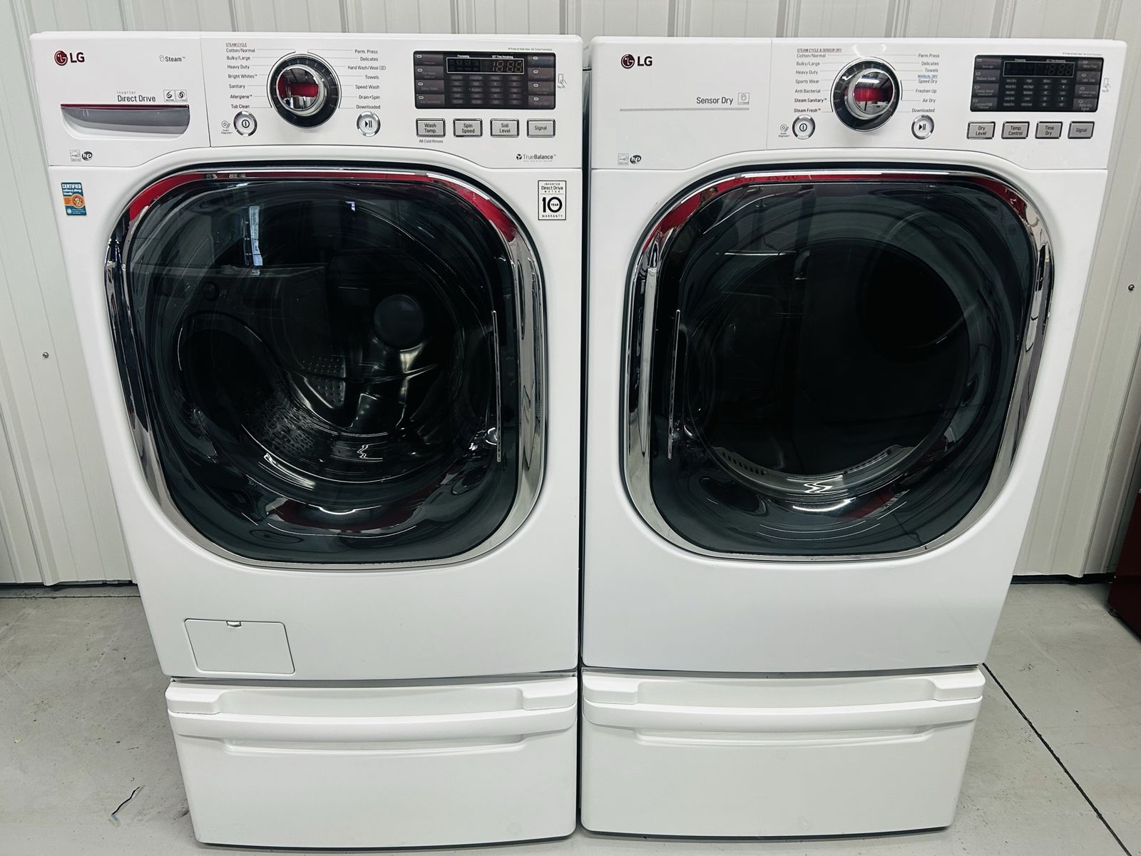 Lg Steam Electric Front Load Set With Pedestals