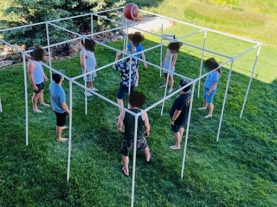 9 Square PVC Game Set - Outdoor Lawn Game for Gatherings, Backyard Fun, and Parties