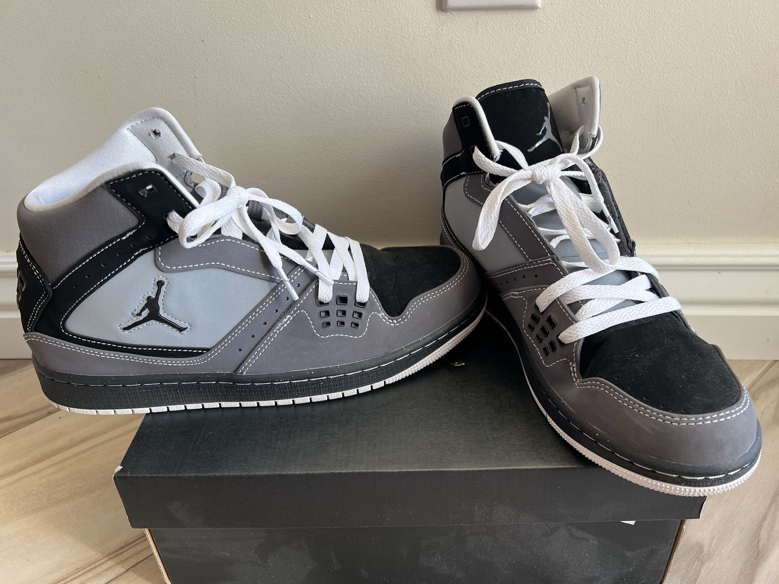 Jordan 1 Flight 2 Dark Grey Black White Men's Basketball Shoes Size 9.5