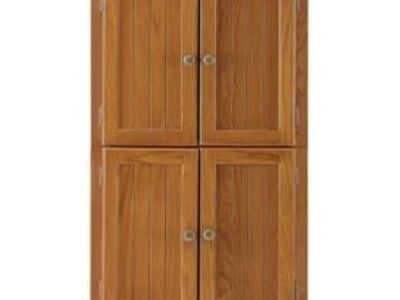 New Corner Cabinet Tall Storage Pantry Cupboard Wooden Free Standing w/ 4 Doors, Oak, 72"