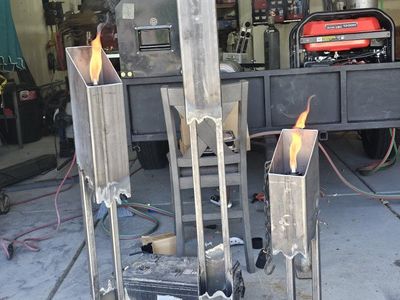 Handmade Metal Torch Display Sculpture - Unique Flame Art Piece