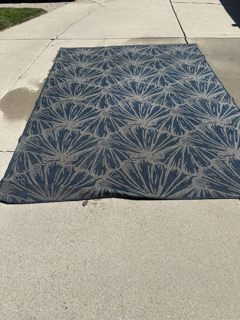 9 X 6 Blue Outdoor Patio Rug
