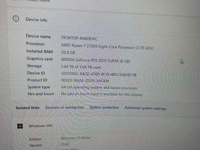 Custom Gaming PC: AMD Ryzen 7 2700X, RTX 2070 SUPER, 32GB RAM, 1TB Storage, Windows 11