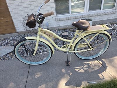 Panama Jack Beach Cruiser Bike W/ Rear Basket & Pouch and Water Bottle Holder