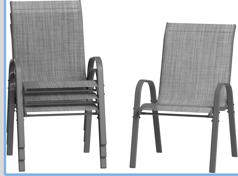 New Set Of 4 Stackable Patio Dining Chairs