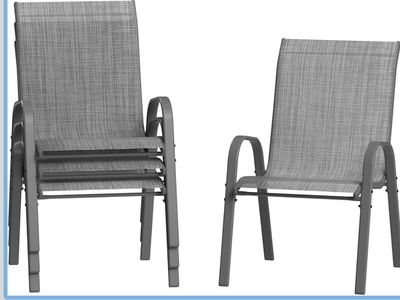 New Set Of 4 Stackable Patio Dining Chairs