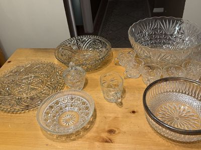 Vintage Pressed Glass Serving Set Collection