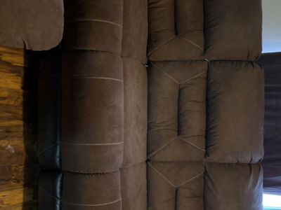 Brown Sofa and love seat with Recliners and Console