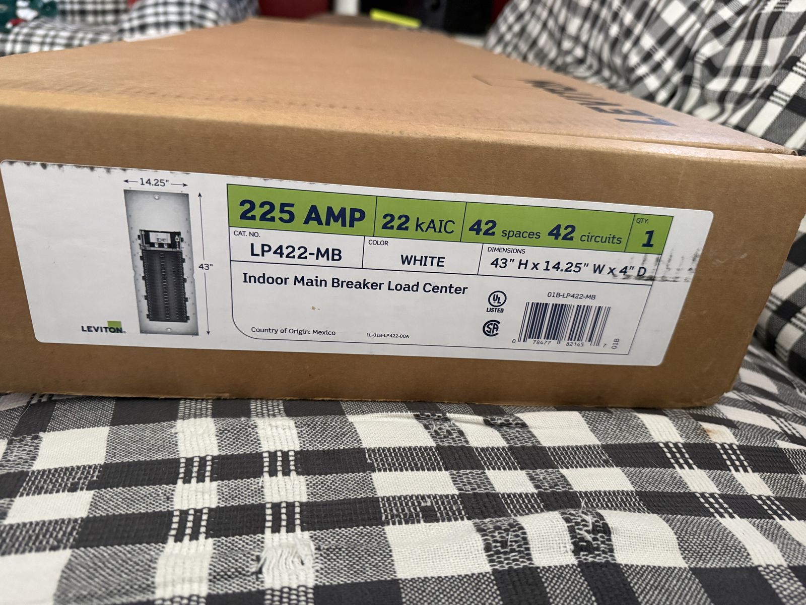 Leviton 225A Smart Load Center Electrical Panel w/Data HUB, Door, Breakers