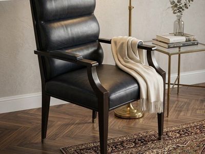 Stunning MCM Style Black Leather Arm Chair