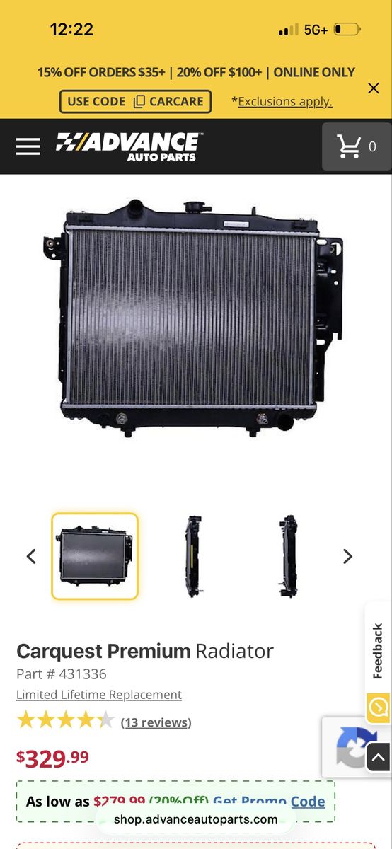 Radiator Dodge Dakota or Dodge ram charger