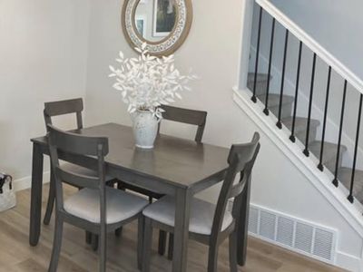 Modern Gray Wood Dining Table with 4 Chairs