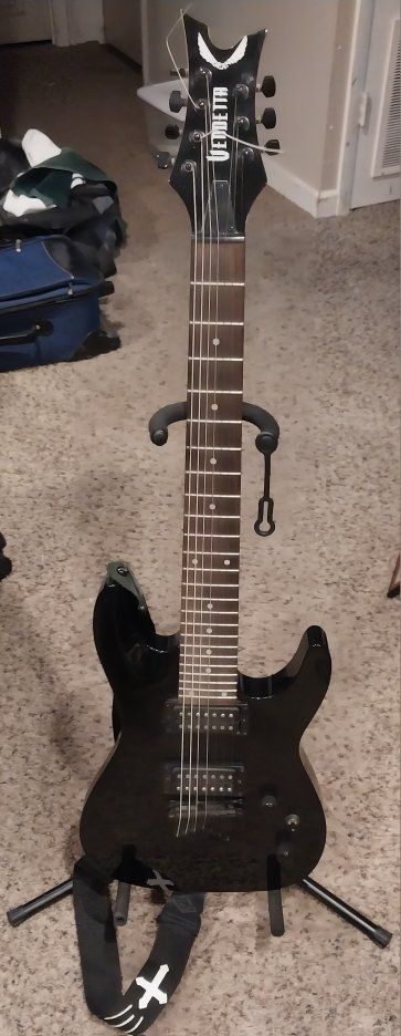 Dean Vendetta Electric Guitar Black with Dual Humbuckers and Strap