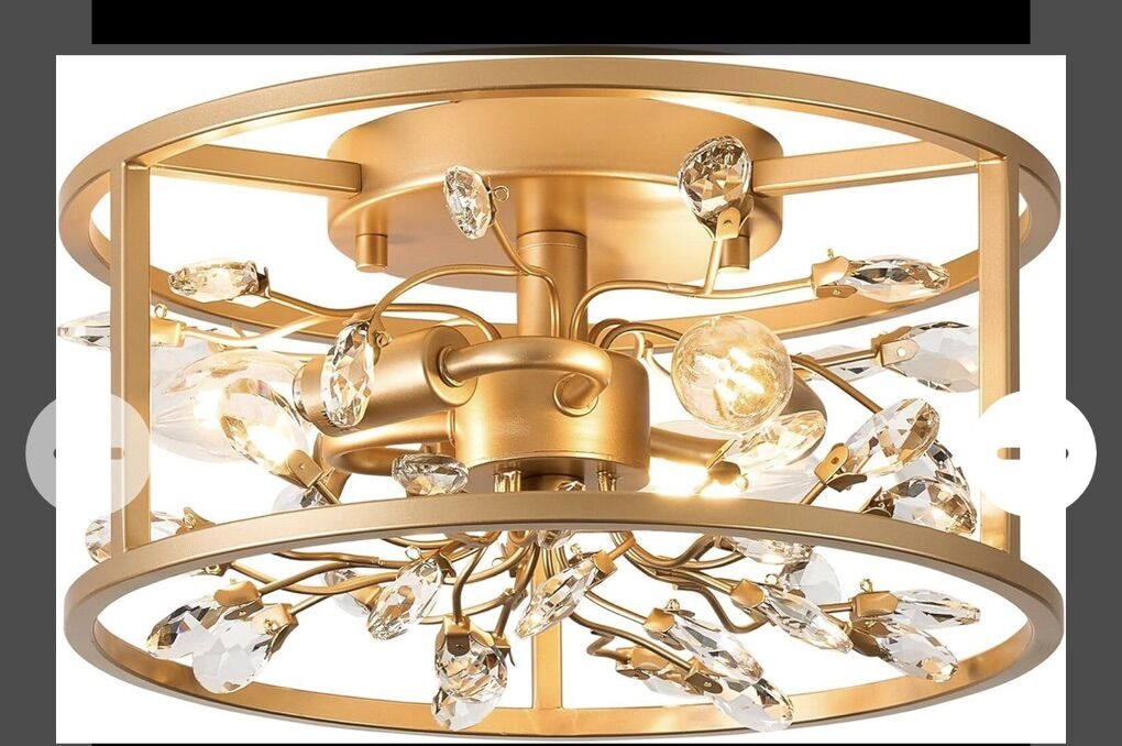 Vintage Floral Flush Mount Light NIB