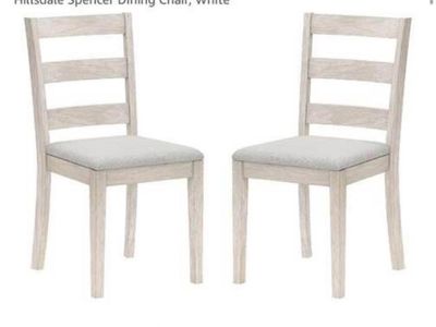 Ladder Back Dining Chairs - 2 Pack - Brushed White