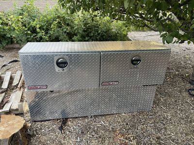 Two Weather Guard Aluminum Diamond Plate Truck Tool Box Double Door