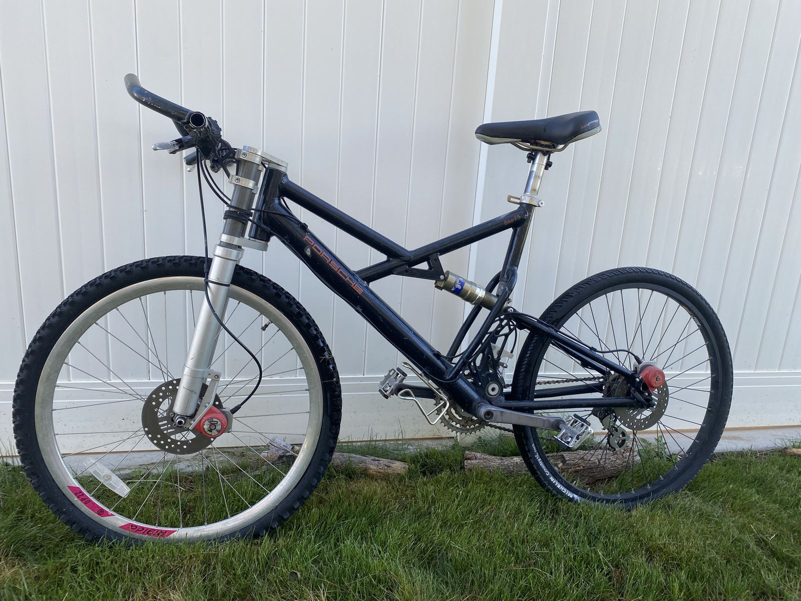 1990s Porsche Bike FS Full Suspension Mountain Bike - Black/Silver, Disc Brakes