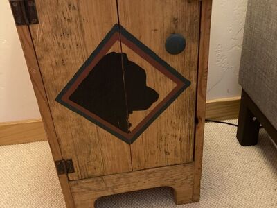 Two Rustic Pine Decorated Nightstands