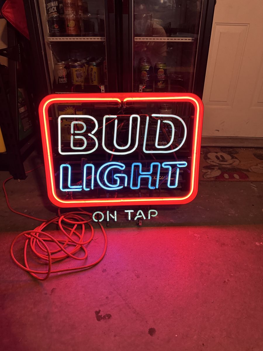 Vintage Bud Light On Tap Neon Sign - Man Cave Bar Decor