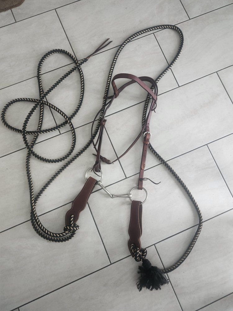 Western Leather Snaffle Bridle Reins Bit Headstall Horse Tack