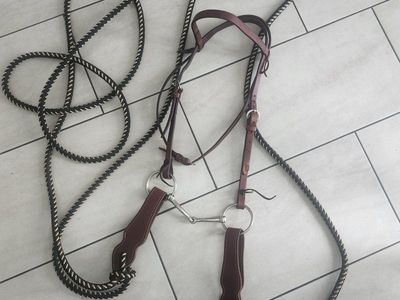 Western Leather Snaffle Bridle Reins Bit Headstall Horse Tack