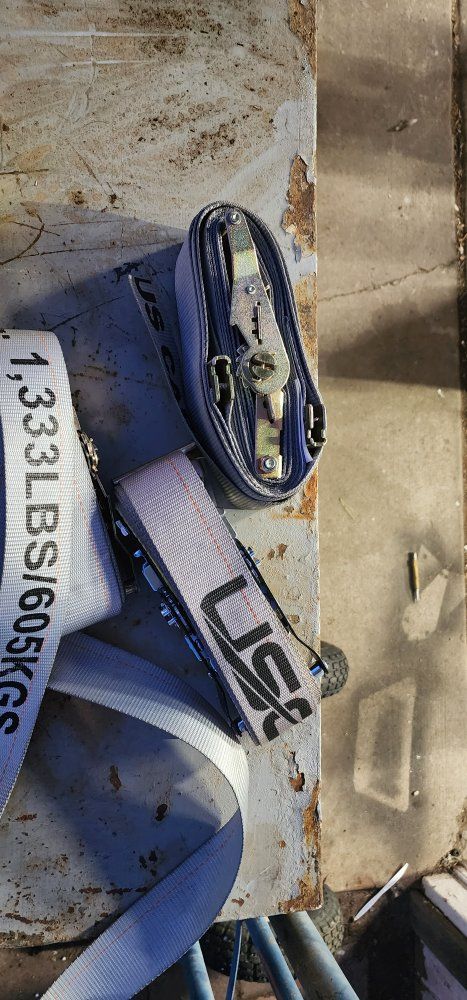 DC Cargo Control 1.5" Ratchet Tie Down Straps & E-Track Straps - 1500lb Yellow & Gray Set