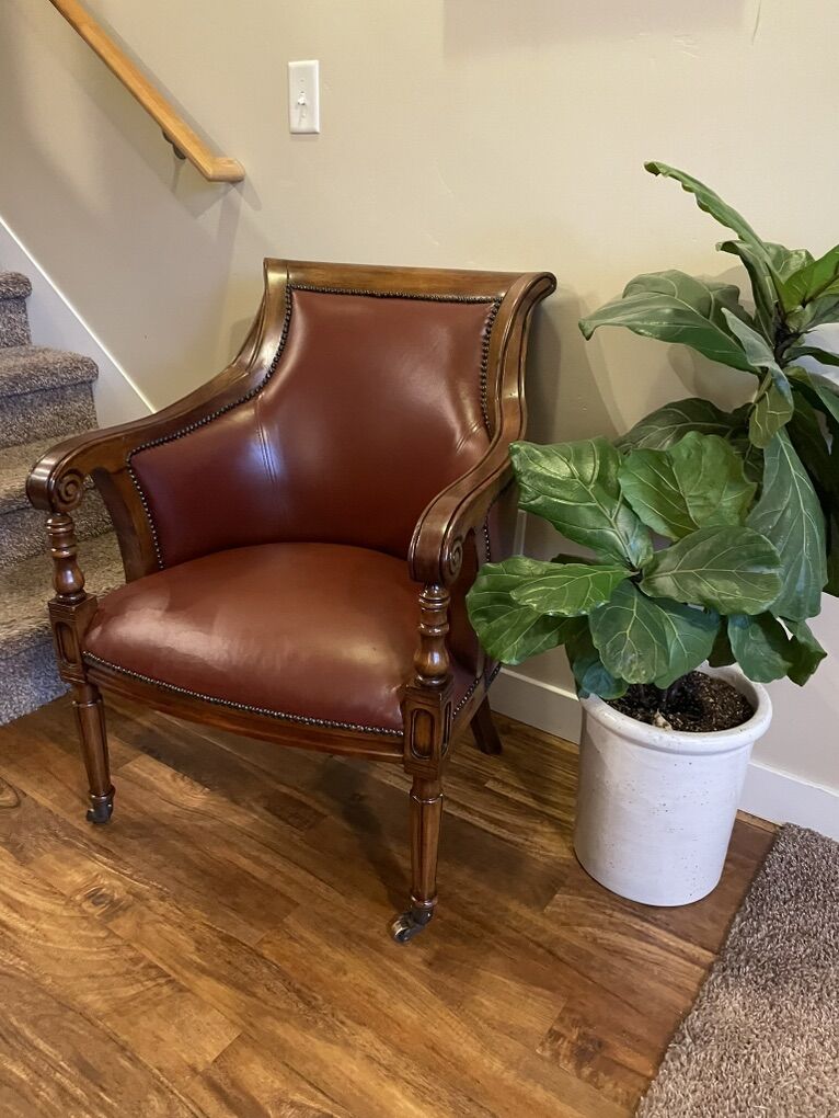 Red Leather Accent Arm Chair